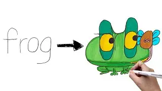 How to draw a Frog with letters F-R-O-G - Drawing From Alphabet | Cute Doodle