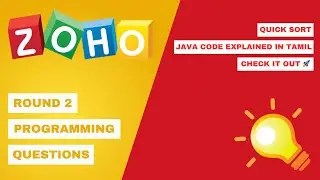 Zoho Round 2 Programming Question: Quick Sort Implementation || Tamil