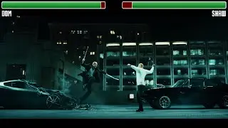 Dom vs. Shaw WITH HEALTHBARS | HD | Furious 7
