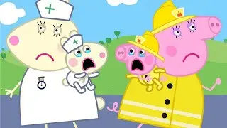 Mummy Rabbit Doctor Vs Mummy Pig Firefighter - Peppa Funny Animation
