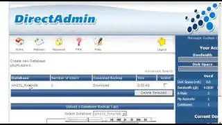 Creating an MySQL database in Direct Admin