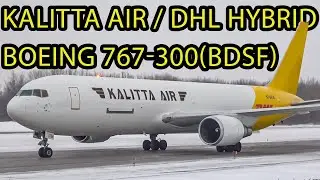 Hybrid Livery! Kalitta Air / DHL Aviation Hybrid Boeing 767-300(BDSF) departing Montreal (YMX/CYMX)