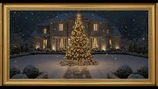 Vintage Christmas Candlelit Fireplace Oil Painting NO ADS | Gold Frame TV Art | Art Screensaver