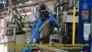 Automatic custom metal,magnets insert molding, TPE overmolding,vertical injection molding.
