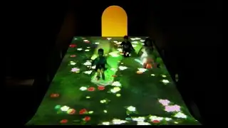 Interactive slope attraction with colorful games. Interactive software