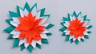Republic Day Craft Ideas || Tricolour Paper Flower Wall Hanging || Handmade Tricolour Paper Flower