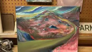Blue Hill Dusk in Autumn Final Reveal Impressionist Surreal Maine Landscape Oil Painting