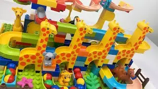 ASMR LEGO Duplo Marble Run | Giraffe Coaster and Animal Friends