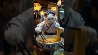 AI Cat Cooking Noodles #ai #aianimation #shortvideo #cooking
