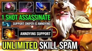 UNLIMITED SKILL SPAM Annoying Support Offlane Sniper with Midas Khanda Full Aghanim Dota 2