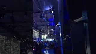 Bungee wall climbers at event.