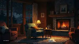 Lofi Fireplace for Sleep 💤 Rain Sounds, Cozy Cabin, Calm Lofi Beats & Night Ambience (4K)
