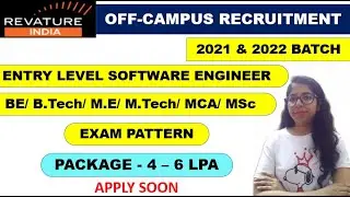 Revature India Recruitment | 2021, 2022 Batch - Software Engineer | 4-6 LPA | Off Campus Drive 2021