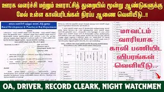 TNRD New Job Vacancies Released | ஊரக வளர்ச்சி மற்றும் ஊராட்சி துறை காலிபணியிட விபரங்கள் அறிவிப்பு.!
