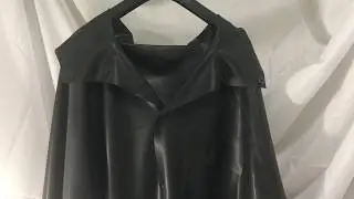 NATURAL RUBBER LATEX JACKET RAINCOAT UNLINED 3+1 POCKETS BLACK L-XXL 0.4mm RARE