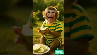 Baby monkey eating guava sitting in home garden 😊🥰.. #shorts #trending #viral #cute #animals #funny