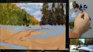 Full Time Video || Small Creek in a Snowy Forest | Impressionist Style
