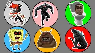 Spin Wheel !! Chainsaw Man vs Spongebob Eater, Venom, Godzilla, Skibidi Toilet, Pou Eater
