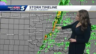 Monday night to Tuesday morning severe weather timeline