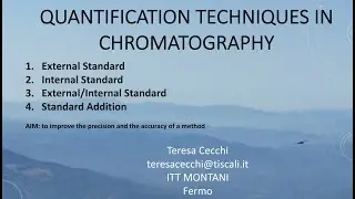 Quantification: External Standard, Internal Standard, External/Internal standard, Standard Addition