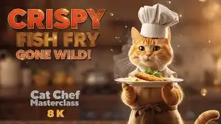 World's Cutest Cat Chef Makes Spicy Fried Fish 🐱🍤 You Won't Believe the Ending! #cutecat #viral #fyp