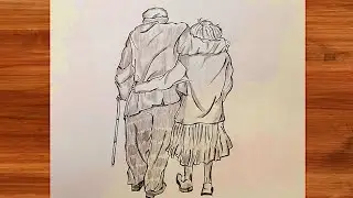 How to Draw an Elderly Couple Step by Step | Old Couple Drawing Easy | Grandparents Pencil Sketch