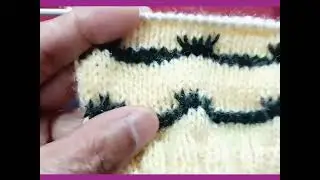 2 colors # Wave pattern #(cool knitting)@knitting connection @