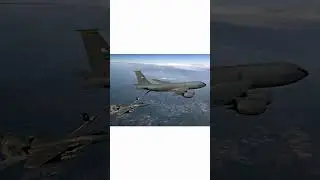 KC-135 is air-to-air refueling an F-22 fighter jet. #shorts