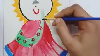 Dandia dancing girl painting with acrylics