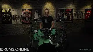 BAS DRUMTIP 1 GROEN WEEK 20 ROCK FUNK GROOVES MET DUBBELE BAS - www.leondrums.online