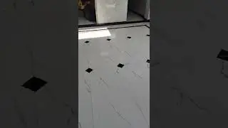 White Floor 🤍 tiles with black 🖤border line #short#flooring #trending #tiles #blackandwhite