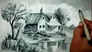 peaceful scenery painting | how to draw nature landscape