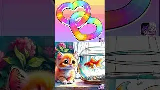 Bottom Cat 🐱 | Top Love ❤️ | Paint Zen Flow