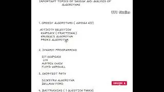 Design and Analysis of Algorithms |Important and Frequently Asked Questions #daa #important