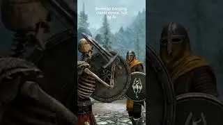 Skeleton banging shield meme, but by AI #skyrim