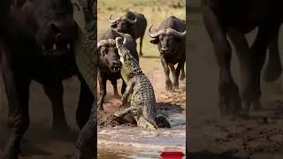 🌍 Fate by the River: Crocodile Attacks Buffalo but the Herd Fights Back 🐊🐃