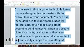 Ms Word short cut key