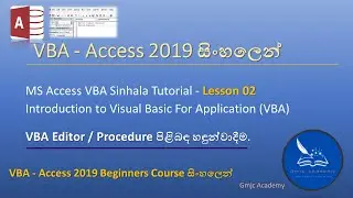 MS Access 2019 VBA Sinhala Tutorial for Beginners - Lesson 02 (VBA Interface & Procedures)