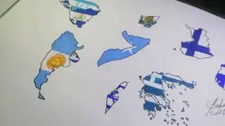 Drawing Blue and White Flag countries flag map | Flags having only Blue and White colors 💙🤍