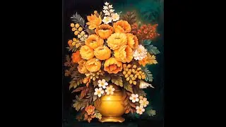FOLK ART FLORAL&ndash; Vintage Folk Art Floral Still Life Print