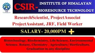 CSIR Multiple PROJECT Vacancy | LifeScience JOB | POST- Scientist,Assist,JRF