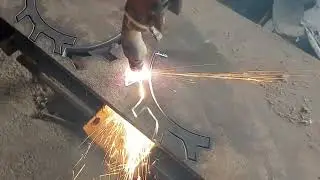 Cutting out spiked closing wheel halves for the planter from 1/2