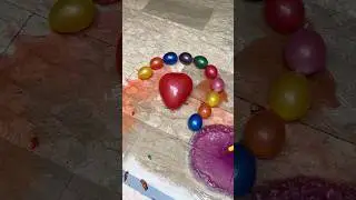 Red heart Colourful balloons popping reverse asmrsond satisfying #asmr #balloonpopping #satisfying