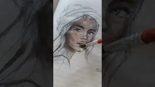 watercolour face portrait | Haleema Art #Howtodraw #youtubeshorts #girl #girlface #painting #face
