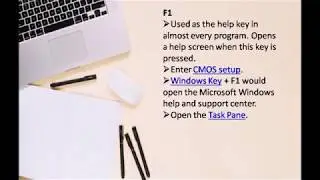 Use Of Function Keys F1 to F12