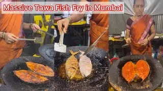 Marathi Aunty Selling Massive Tawa Fry Fish in Mumbai 😍😍 | Mega Fish Fry Kitchen 😱😱@YumYumIndia