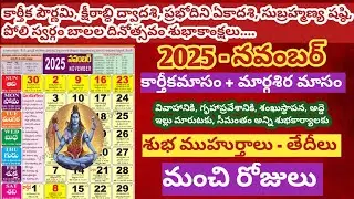 Important days in November 2025 /november 2025 calendar in telugu /good days in november /calendar