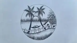 Peaceful Village River Scenery | Beautiful Hand Drawn Pencil Art 
