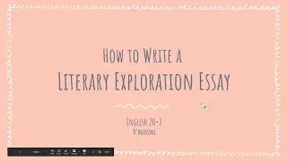 How to Write An Essay  Literary Exploration