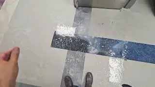 Commercial floor care. Stripping a vct floor to get ready to apply new floor finish.